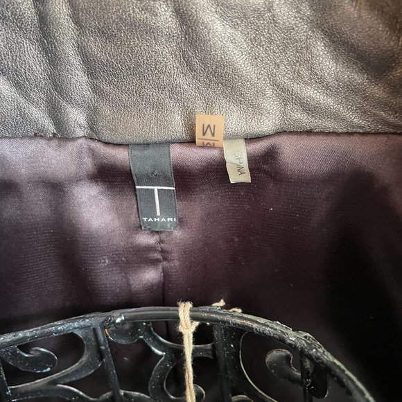 Tahari Bronze Lamb Nappa Leather Jacket - Picture 8 of 8